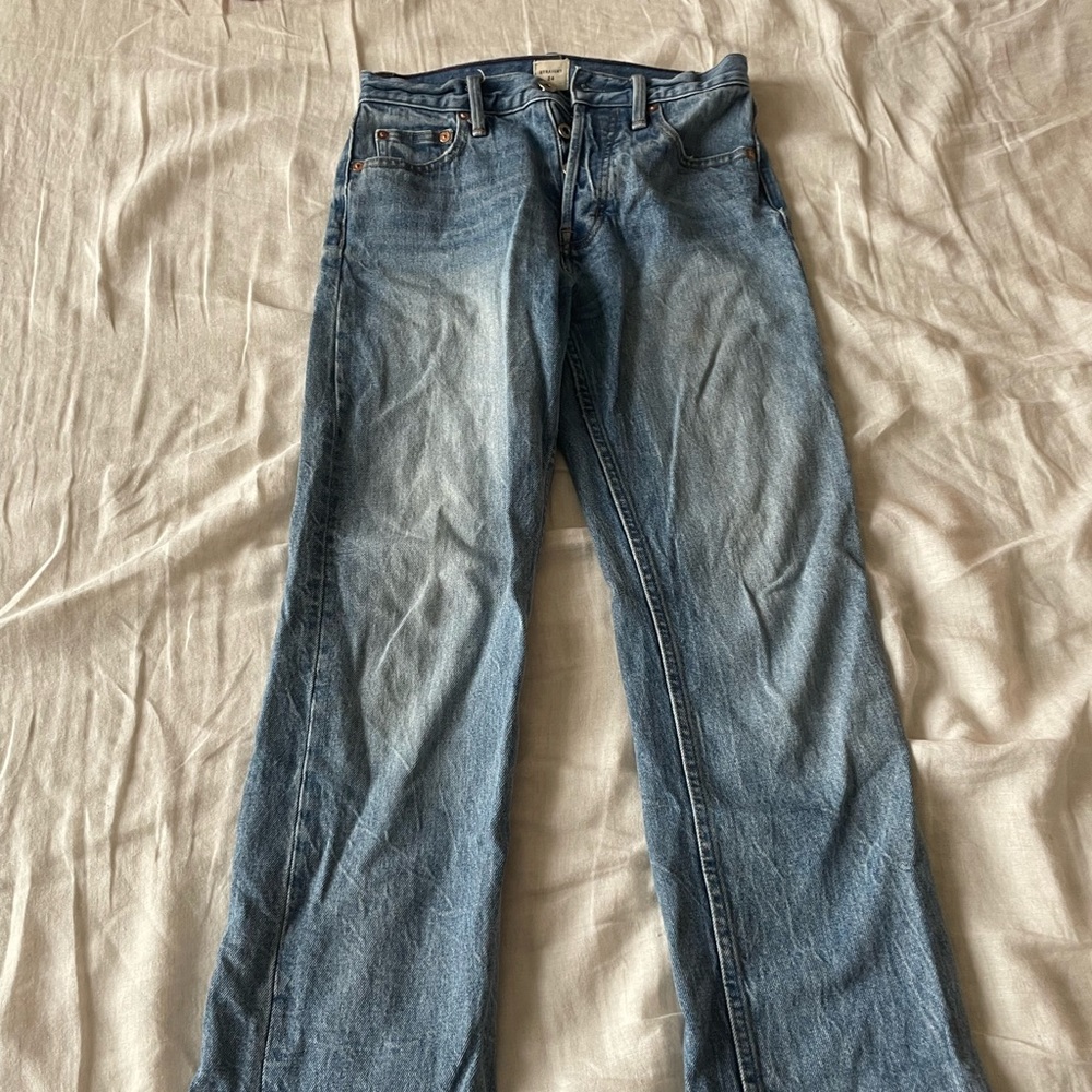 Gap Mid Rise Medium Wash Straight Leg Denim